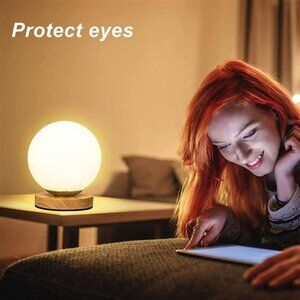 Glass Ball Table Lamp, NIOSTA 6W 3000K Warm White Globe Lamp with Led Bulb,